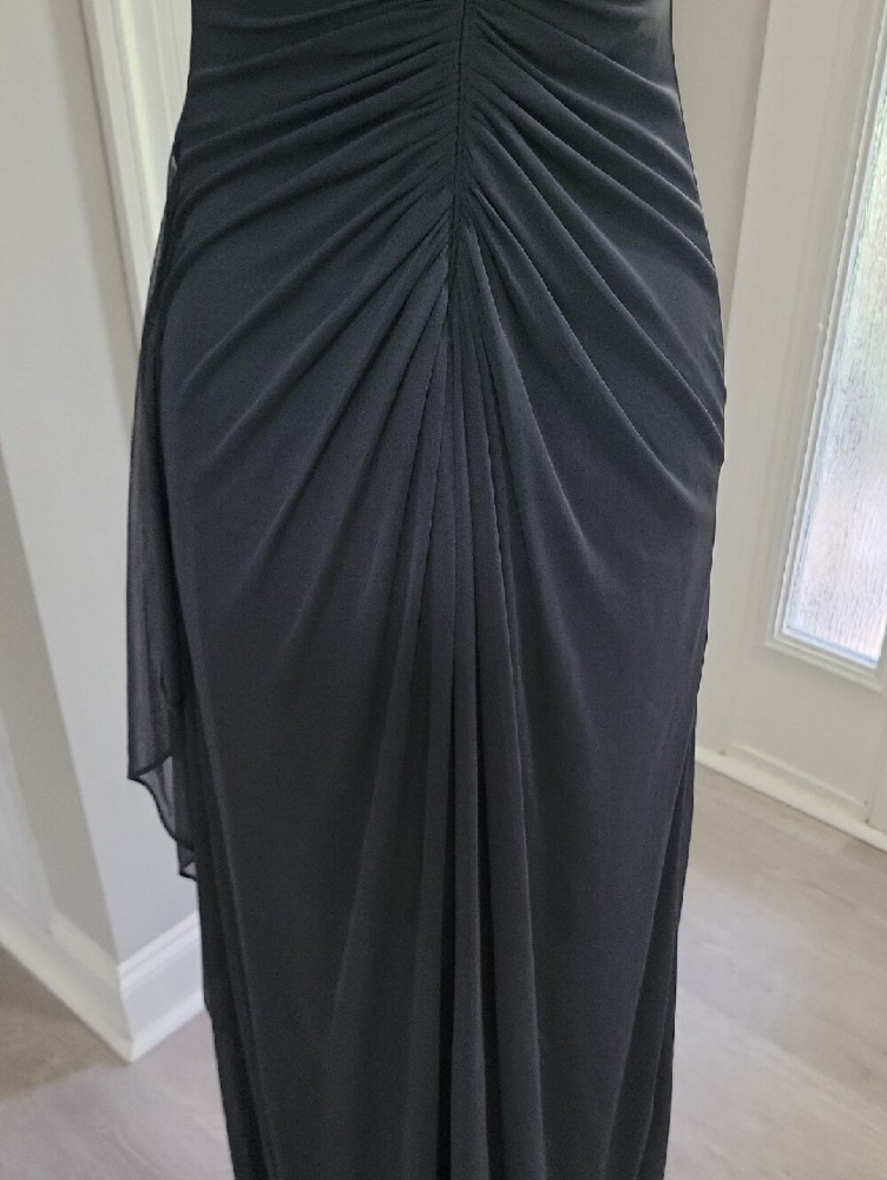 David's Bridal Charcoal Halter Chiffon Maxi Dress - Picture 6 of 10